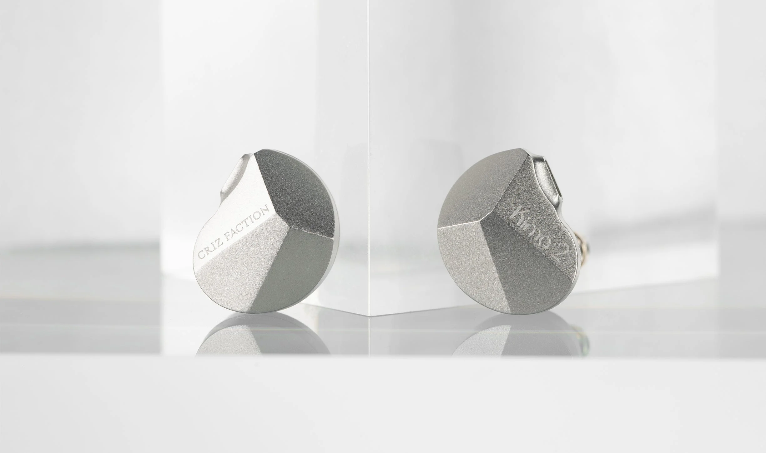 Close-up product image of the DUNU Kima 2 shells highlighting the angular faceplate design